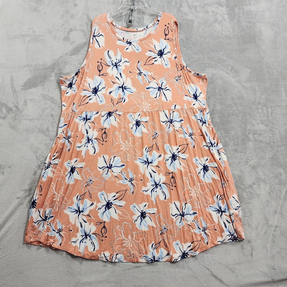 NEW Maurices Dress Womens 3X Orange Floral 24/7 Danica Floral Pocket Mini Casual